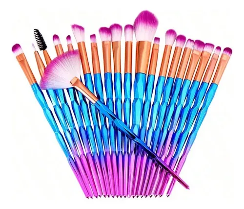 Juego De Brochas De Maquillaje Para Ojos Con Mango De Diaman Light Blue Peak Hair