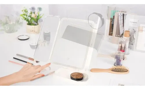 Espejo Con Luz Para Maquillaje Aumento 10x Plegable 180° _bx
