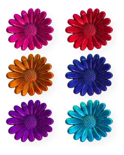 Broche De Pelo Flor Margaritas Colores X 12 Unidades