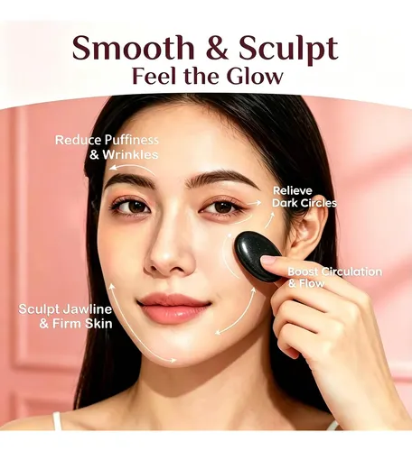 Set Masaje Facial Con Piedras Calientes Y Gua Sha 10 Piezas
