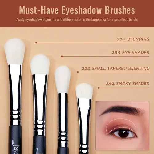 Juego De Brochas Para Sombras De Ojos Jessup T340, 11 Piezas