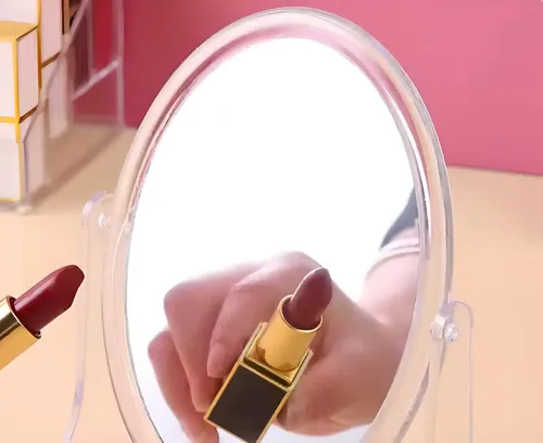 Espejo Maquillaje Con Pie Chico Dos Caras Aumento Mesa Baño