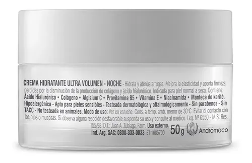 Dermaglós Crema Hidratante De Noche Ultra Volumen 50g Tipo de piel Normal a seca