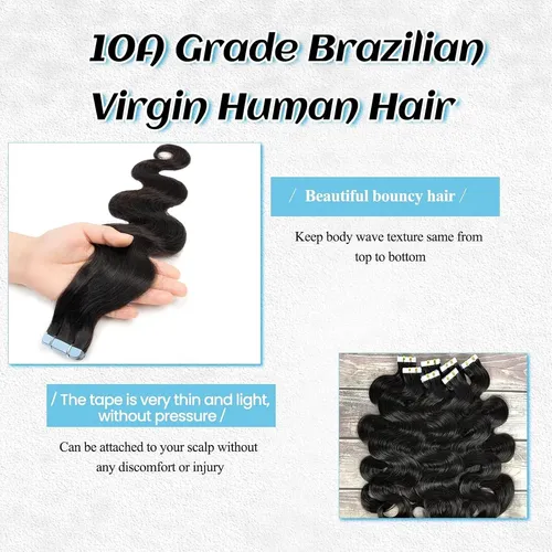 Extensiones De Cabello Humano Con Cinta 12” Benafee
