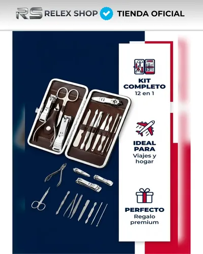 Kit Manicura Premium Con Estuche Portátil 12 Piezas