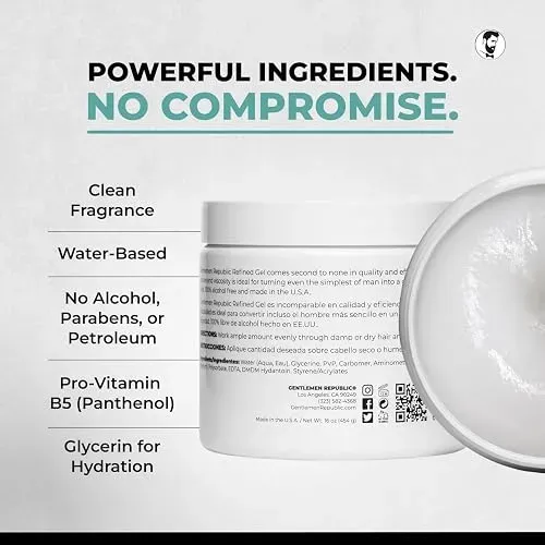 Gel Para Cabello Gentlemen Republic 64oz Fijación Fuerte Sin