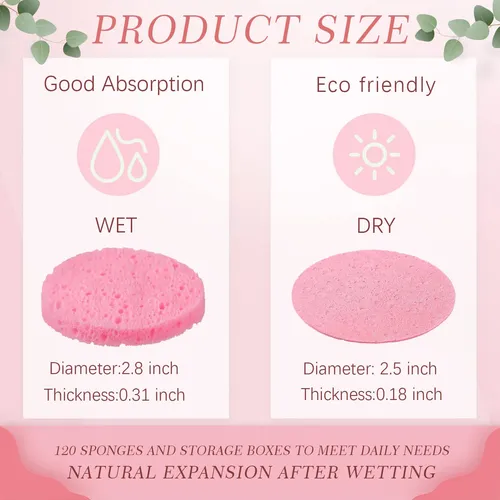 Esponjas Faciales Comprimidas Sieral 120 Unidades Con Conten