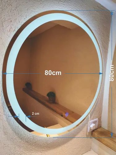 Espejo Redondo Lumens 80 Cm Led Luz Regulable Touch