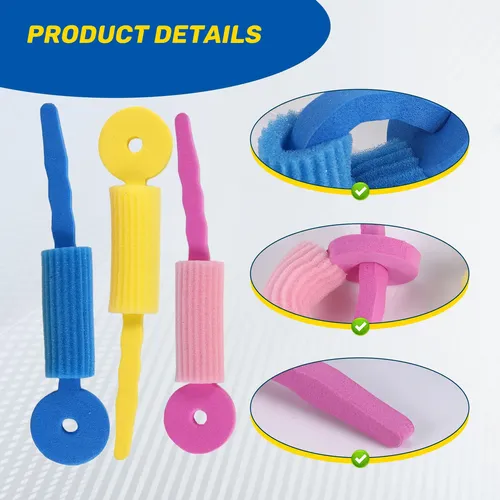 Rulos De Espuma Para El Cuidado Del Cabello Magic Sponge, Ri Blue & Yellow & Red