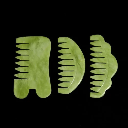 Peine Masajeador Verde De Piedra Natural Para Gua Sha