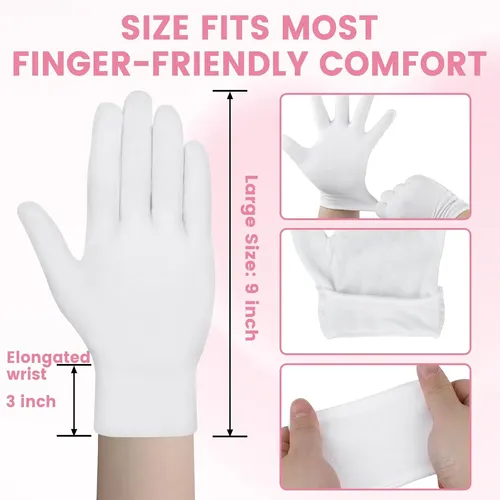 Guantes Algodón Blancos Hidratantes Para Piel Seca 20 Pcs