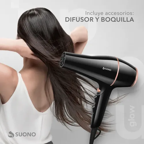 Secador De Pelo Suono 1800w 2 Velocidades Difusor Y Boquilla