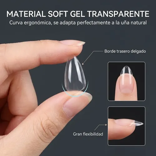Tips Soft Gel Stiletto S Transparente 480 Unidades 12 Size