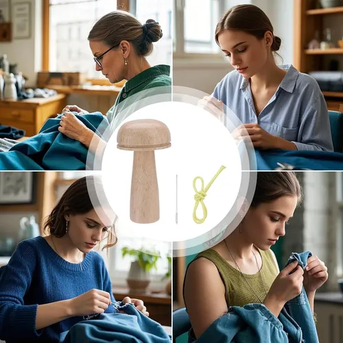Darning Egg De Madera Para Remendar Ropa Con Mango
