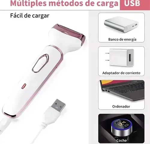 Depiladora Rasuradora 4 En 1 Lady Shaver Facial Corporal Usb Color Blanco