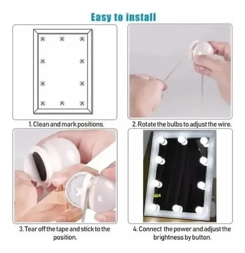 10 Focos Led Usb Luces Vanity Para Espejo De Maquillaje Color De La Luz Blanca