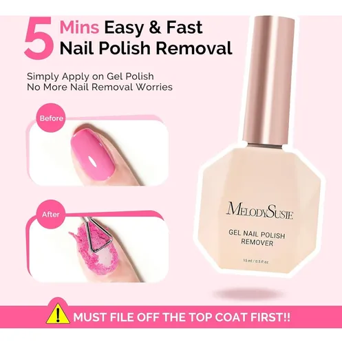 Removedor De Esmalte En Gel Melodysusie 15ml Kit Manicura