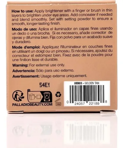 Palladio Under Eye Brightener Golden Tan: Iluminador/cc