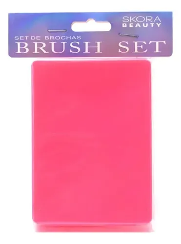 Set Mini Brochas X5 Maquillaje Estuche Skora Espejo Portatil Amarillo Fluo