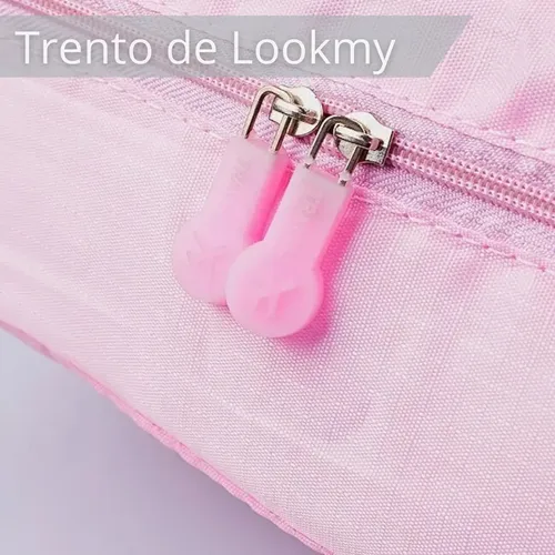 Neceser impermeable portacosmético rosa Lookmy | necessaire de viaje organizador cosméticos para bolso valija maleta con interior lavable | porta maquillaje diario mujer práctico y liviano
