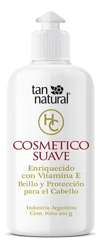 Tan Natural Cosmetico Suave Crema De Peinar Brillo con Vitamina E 200g