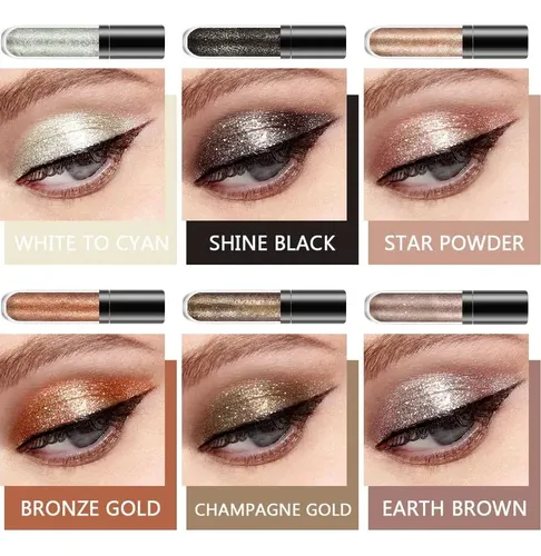 Paleta De Sombras Líquidas Glitter En 6 Colores Evpct