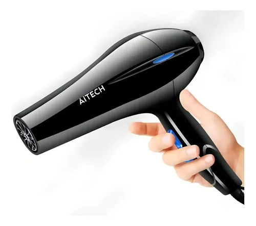 Secador Pelo Ionizador Profesional Iones Negativos Anti Frizz Brillo Sedoso Cabello Brillante Liviano Compacto Salon Peluqueria Hogar Cuidado Capilar Ergonomico Termico Potente Eficiente Belleza Negro