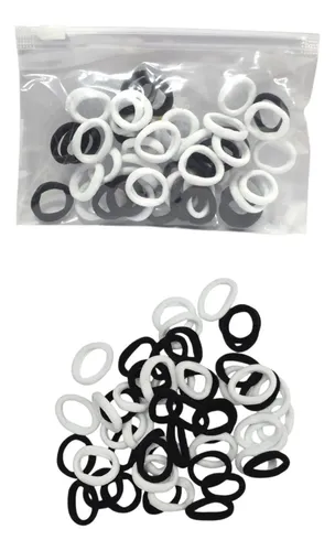 100 Ligas Accesorios Para Cabello Color Blanco Y Negro Lisas