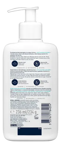 Cerave Limpiador Control Imperfecciones 236ml, Piel Grasa Momento de aplicación Día/Noche