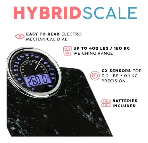 Báscula Adamson Hybrid 2 En 1 Analógica Y Digital De 180 Kg