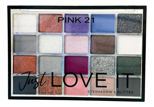 Paleta De Sombras Y Glitter 20 Tonos Just Love It Pink 21