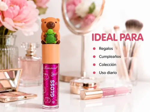 Lip Gloss Capibara Kawaii Brillo Labial Glitter X3