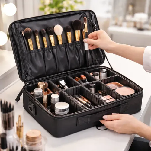 Organizador Porta Maquillaje Viaje Con Divisores Premium