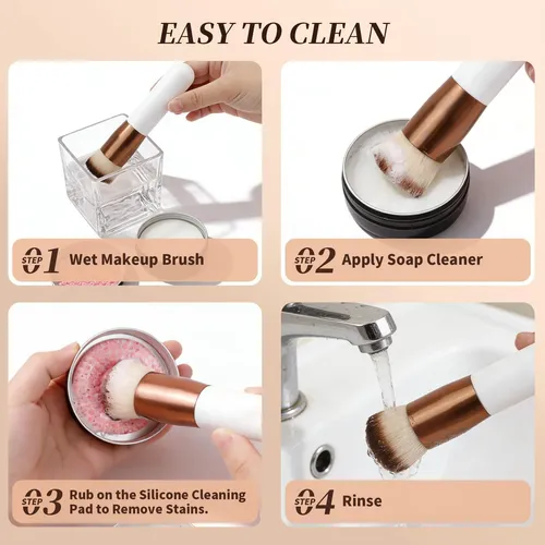 Brocha Maquillaje Plana Mango Madera Sintética