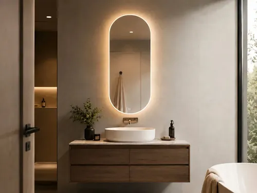 Espejo Para Baño Ovalado Led Táctil Con Desempañador Ovalado