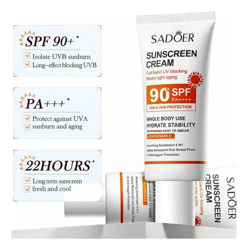 Protector Solar Sadoer Fps 90+ Crema Corporal Aloe Vit E