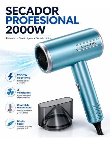 Secador Pelo Mano Ligero Elegante Alta Potencia 2000w Turbo