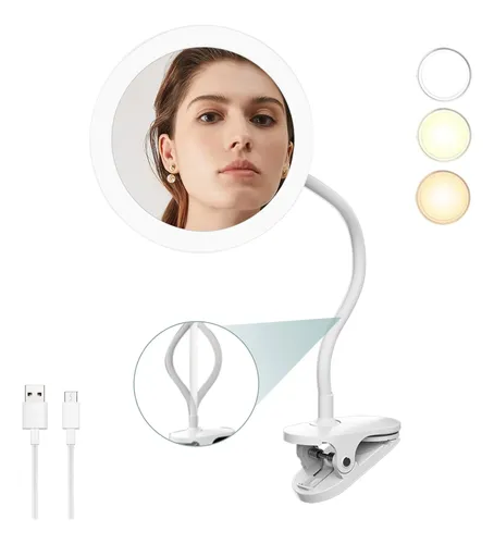 Espejo De Maquillaje Tushengtu Con Aumento 10x Y Luz, 16.5 C