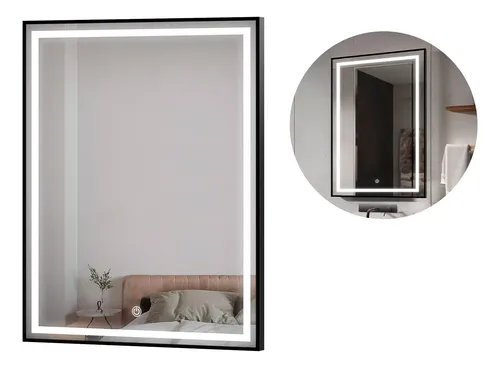 Espejo Premium Vertical Rectangular Luz Led Frontal 70×50