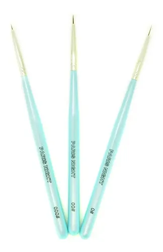 Kit Pinceles Nail Art Manicuria Decoración Cerdas Pelo X3