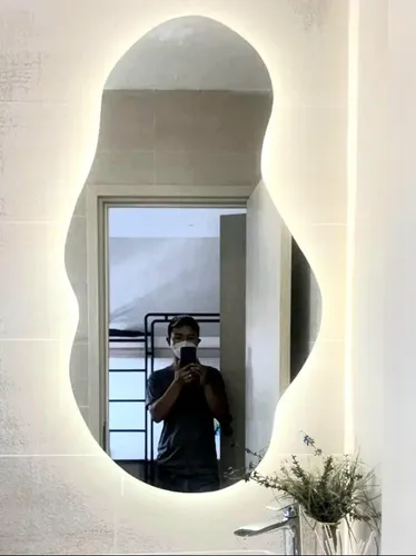 Espejo Con Forma Irregular Con Luz Led Frio O Cálida