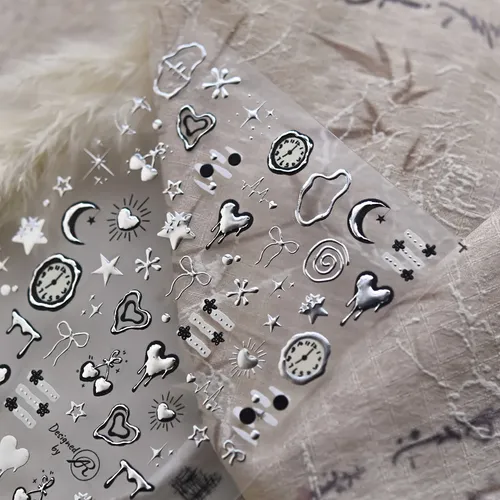 Adhesivos Metálicos Para Uñas Dark Star Moon Heartbeat, Esti