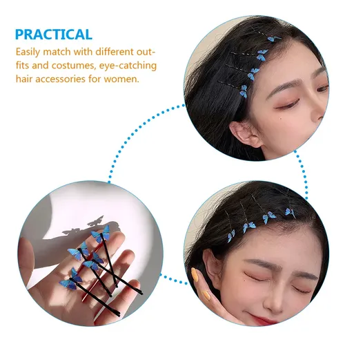 8 Pinzas Laterales Para El Pelo Con Mariposas En 3d, Pinzas