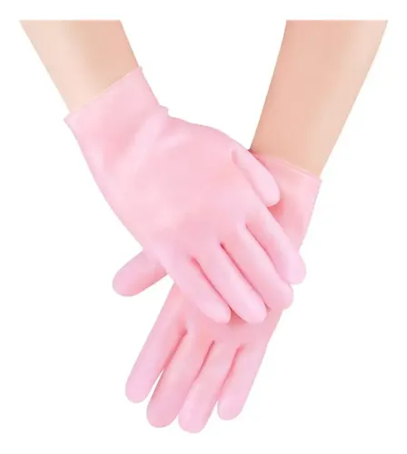 Guantes Oclusivos Hidratante Silicona Reutilizable Manos Color Rosa Liso