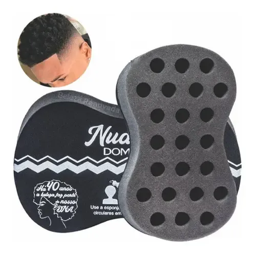 Esponja Cabello Afro Barberia Peluquería Dompel Color Negro