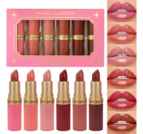 Z/l Set De 6 Gloss Labial Perlas, Duradero Y Resistente Al