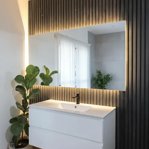 Espejo Rectangular Bordes Pulidos Con Luz Led 80×100