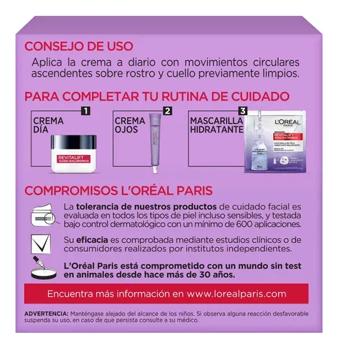 Crema Facial Revitalift Acido Hialuronico Noche 50 Ml 6c