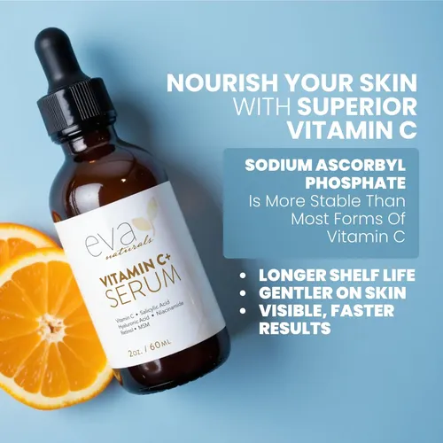 Sérum De Vitamina C Con Ácido Hialurónico Eva Naturals, 2 On Todo Tipo De Piel Día/noche