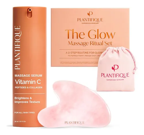 Set Gua Sha Cuarzo Rosa Y Suero Facial Vitamina C